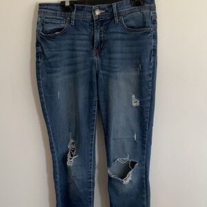 Blue Skinny Jeans with Vintage Distressed Style